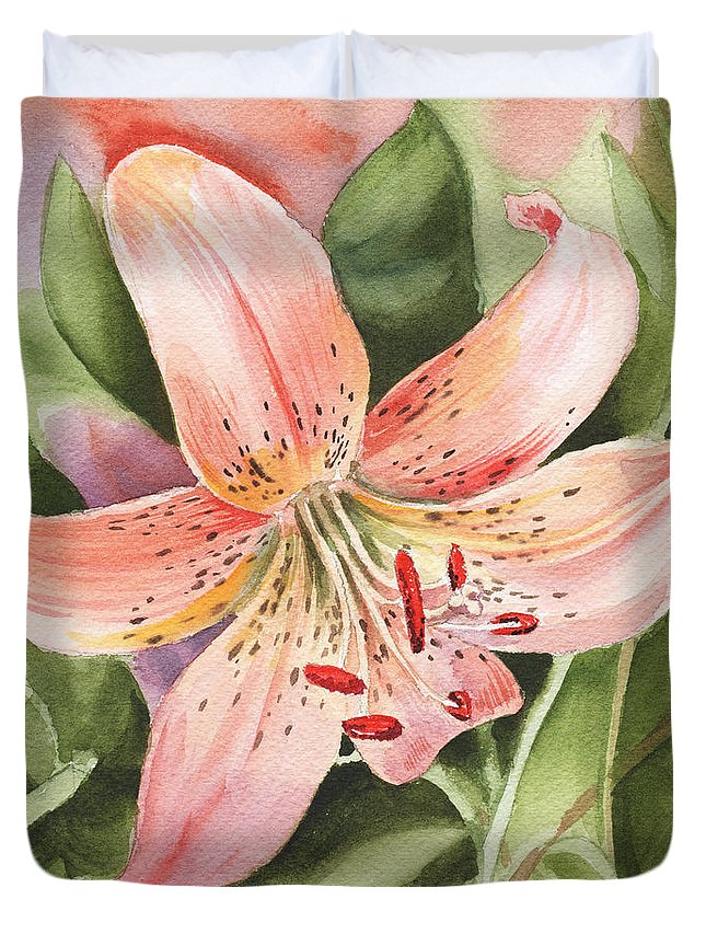 645x853 Tiger Lily Watercolor By Irina Sztukowski Duvet Cover For Sale By