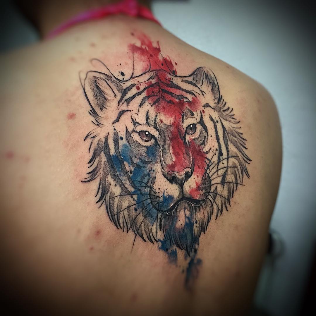 1080x1080 Back Watercolor Tiger Tattoo Best Tattoo Ideas Gallery