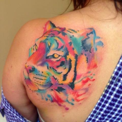 480x480 Picture Of Watercolor Tiger Head Tattoo
