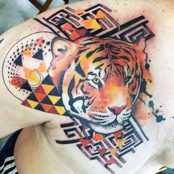 600x600 Watercolor Tiger Tattoo