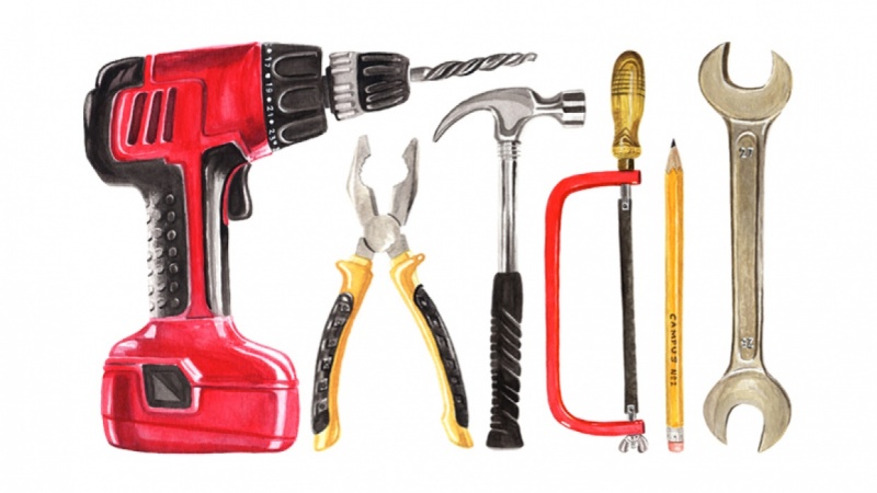 800x450 Tools In Watercolor Pattern