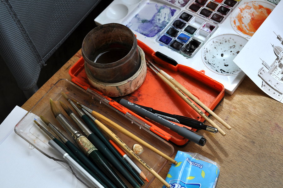 900x598 Watercolor Tools By Monophoto