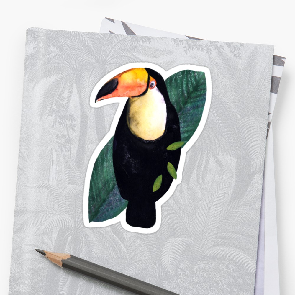 1000x1000 Toucan Watercolor Cutout Stickers By Toucano Redbubble