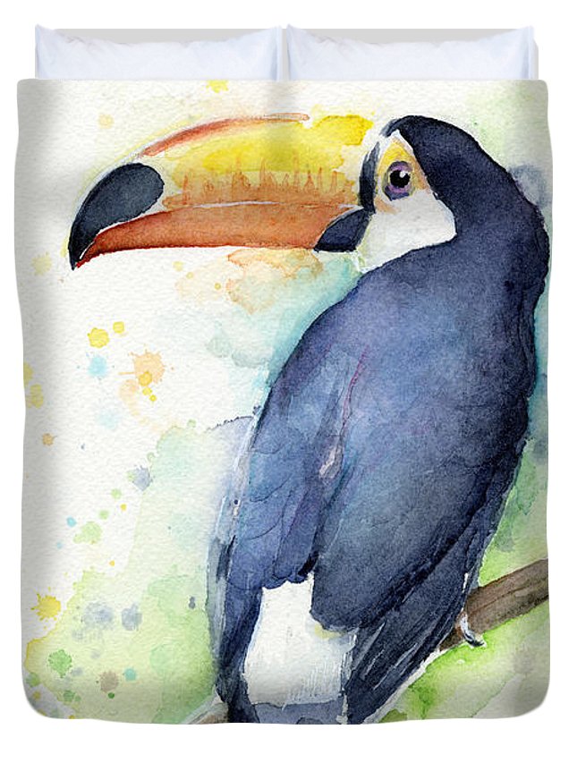 645x853 Toucan Watercolor Duvet Cover For Sale By Olga Shvartsur