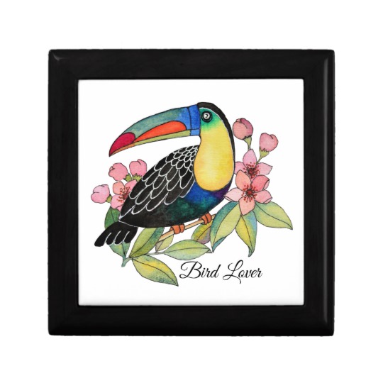 540x540 Watercolor Toucan Bird With Flowers Gift Box