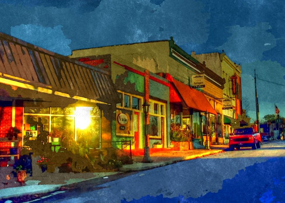 981x700 Watercolor Town