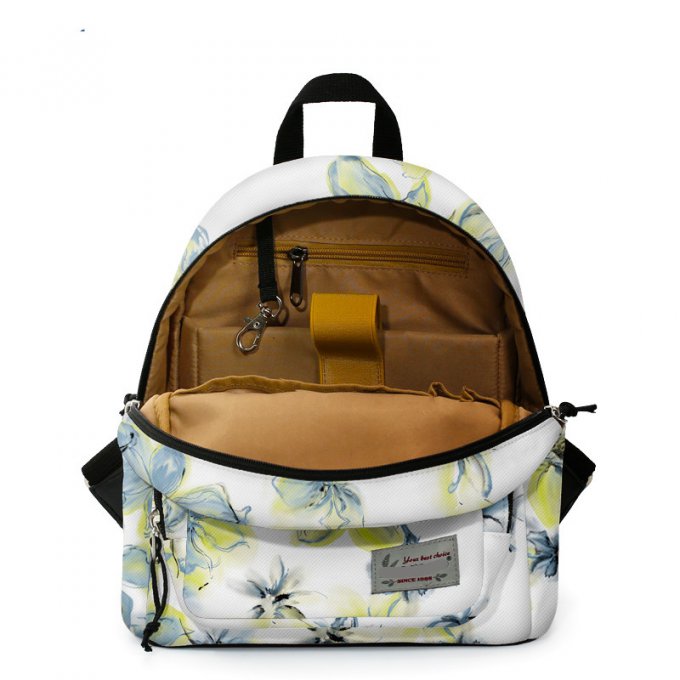 680x680 Watercolor Flower Backpack For Women White Small Travel Bags