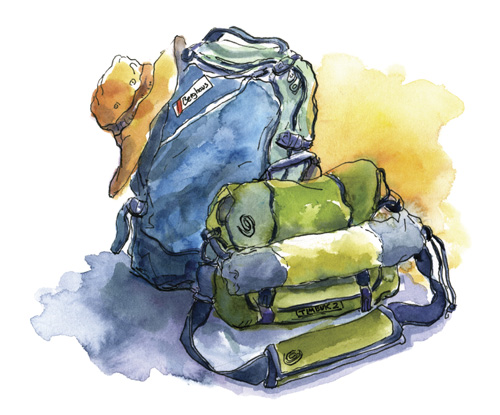 500x415 Watercolor Of My Travel Bags The Artist On The Road