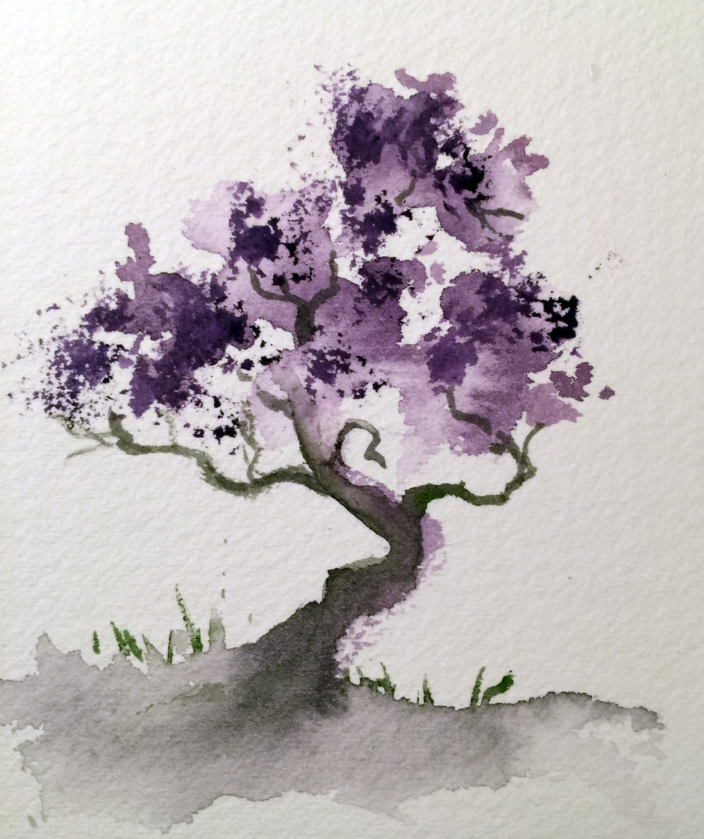 1000x1192 Watercolor Bonsai Tree