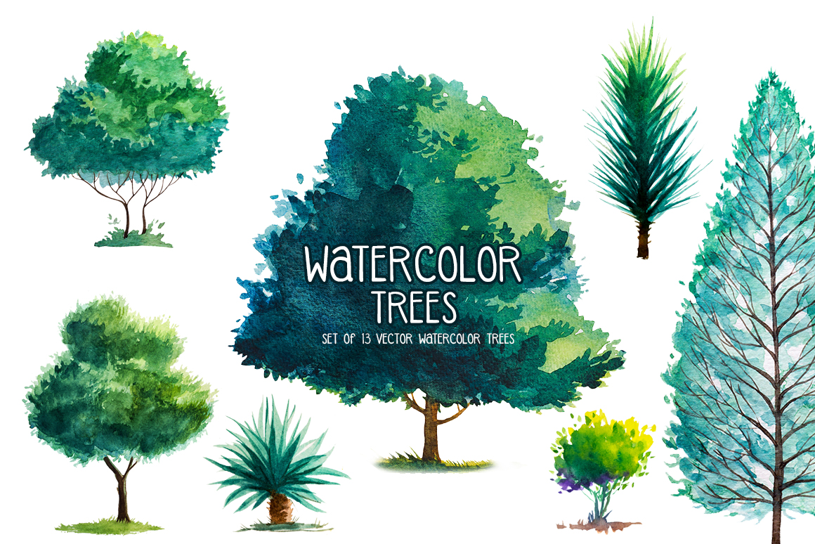 1160x774 Watercolor Trees