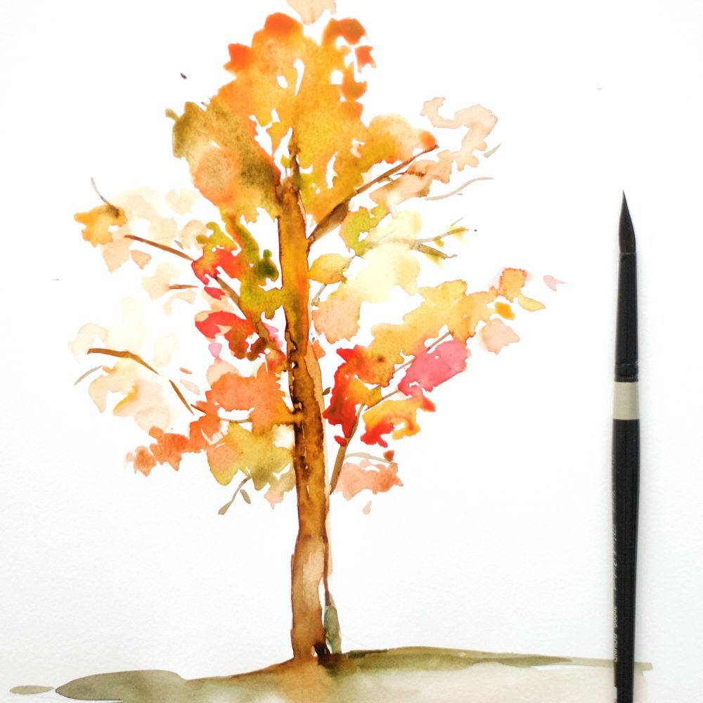 1000x1000 How To Paint A Watercolor Fall Tree
