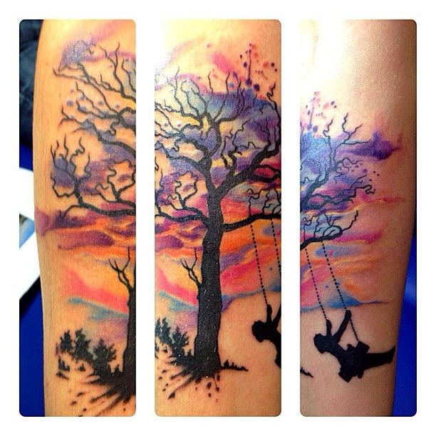 612x612 Excellent Tree Of Life Watercolor Tattoo On Arm For Girls Tree