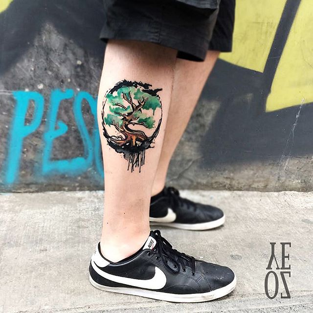 640x640 25 Creative Tree Watercolor Tattoo Ideas Tattoozza