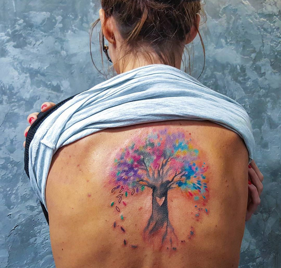 900x858 Tree Of Life Watercolor Back Piece Best Tattoo Design Ideas