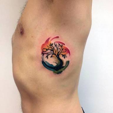 384x384 Cool Watercolor Tree Of Life Tattoo On Rib Cage Entertainmentmesh