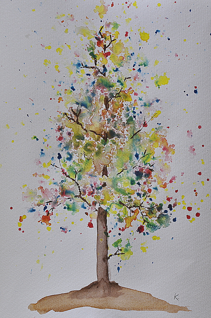 679x1024 Autumn Bloom Tree Watercolour Experiment Be A Fun Mum