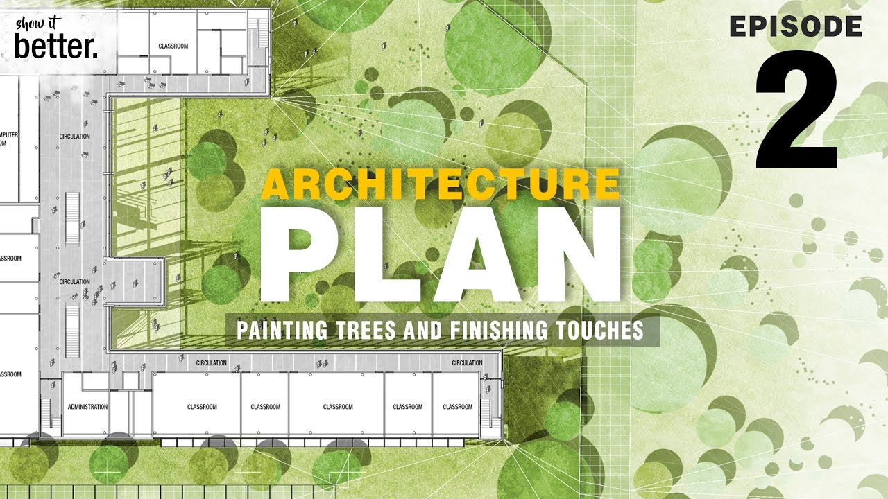 1280x720 Architecture Plan In Photoshop Ep 2 Painting Trees And Finishing