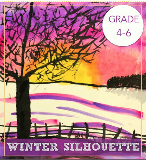 500x545 Winter Tree Silhouette Watercolor Art Lesson Deep Space Sparkle