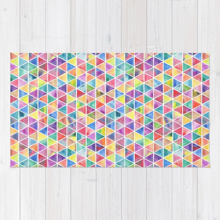 700x700 Colorful Watercolor Triangle Pattern Rug By Alisagal Society6
