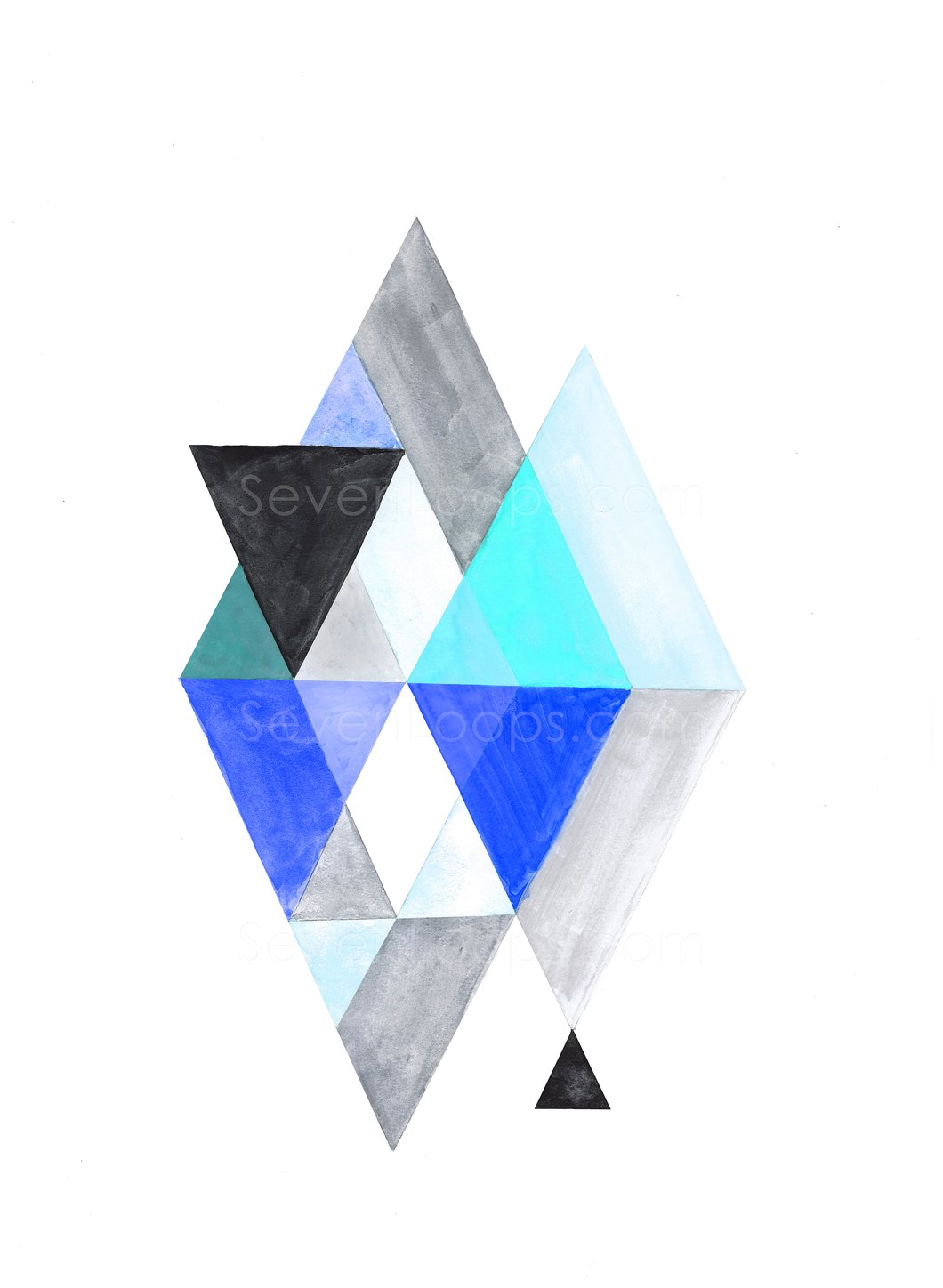 1060x1448 Fine Art Instant Download Geo Watercolor Triangles Seven Loops
