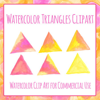 350x350 Handpainted Watercolor Triangles Clip Art Set For Commercial Use