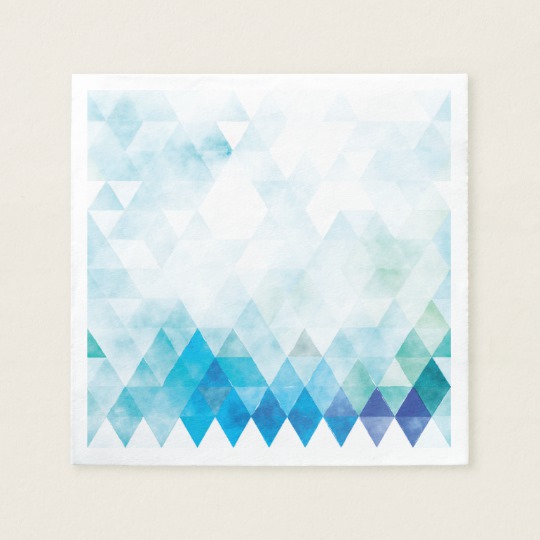 540x540 Turquoise Blue Watercolor Triangle Pattern Napkin