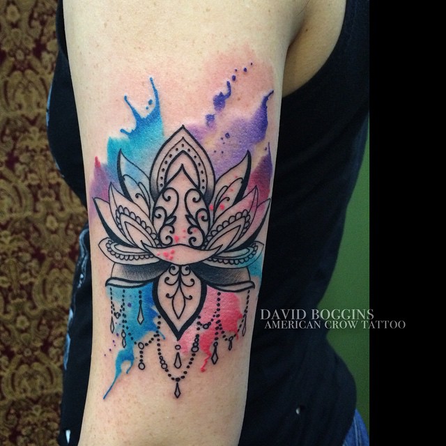 640x640 Blackwork Lily Watercolor Tattoo On Arm Best Tattoo Ideas Gallery