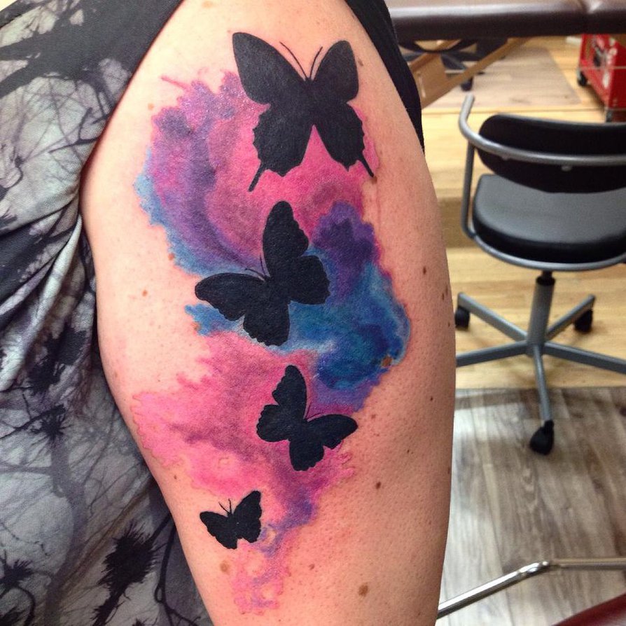 894x894 Tribal Butterflies With Watercolor Tattoo By Iateallmypaste On