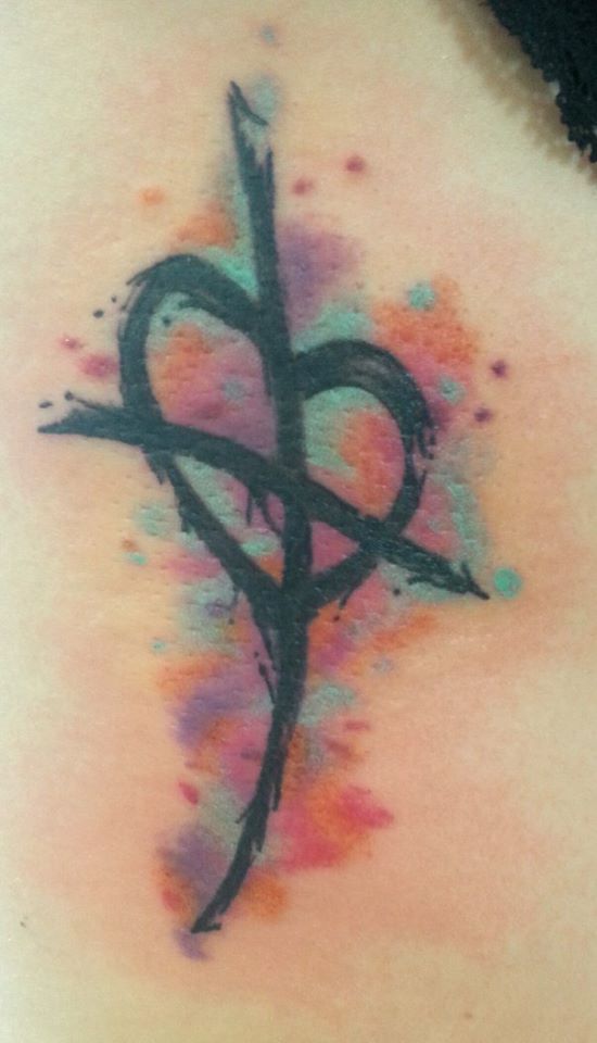 550x960 Watercolor Tattoo Watercolor Tribal Cross Heart By Cello Mint On