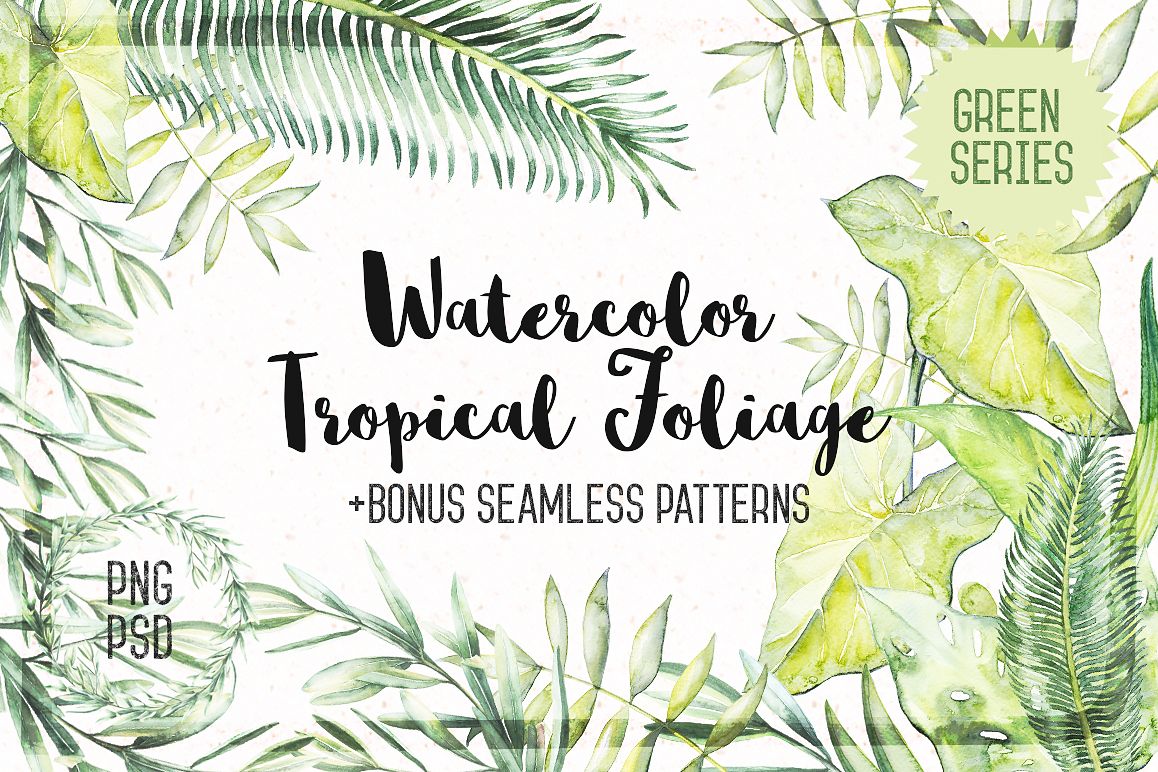 1158x772 Watercolor Tropical Foliage