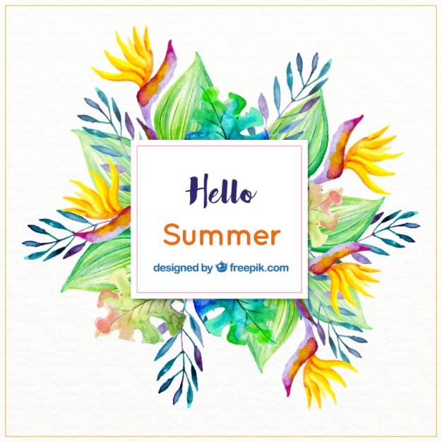 626x626 Watercolor Tropical Flowers And Leaves Background Stock Images