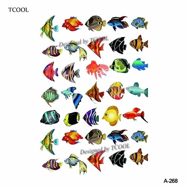 640x640 Wyuen Tropical Fish Temporary Watercolor Tattoo Sticker Waterproof