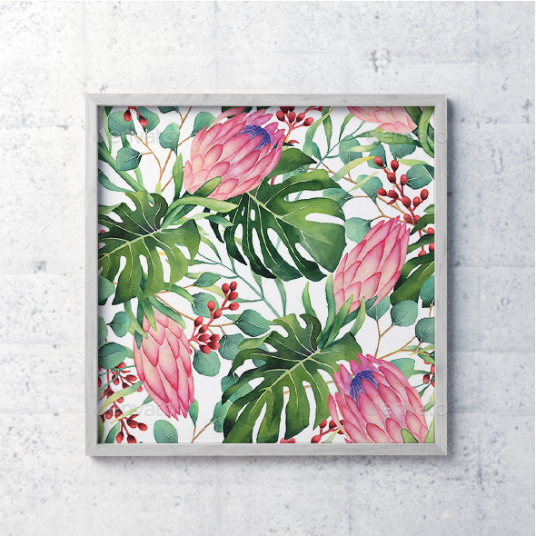 590x590 Watercolor Tropical Flowers Pattern By Watercolorvalley Graphicriver