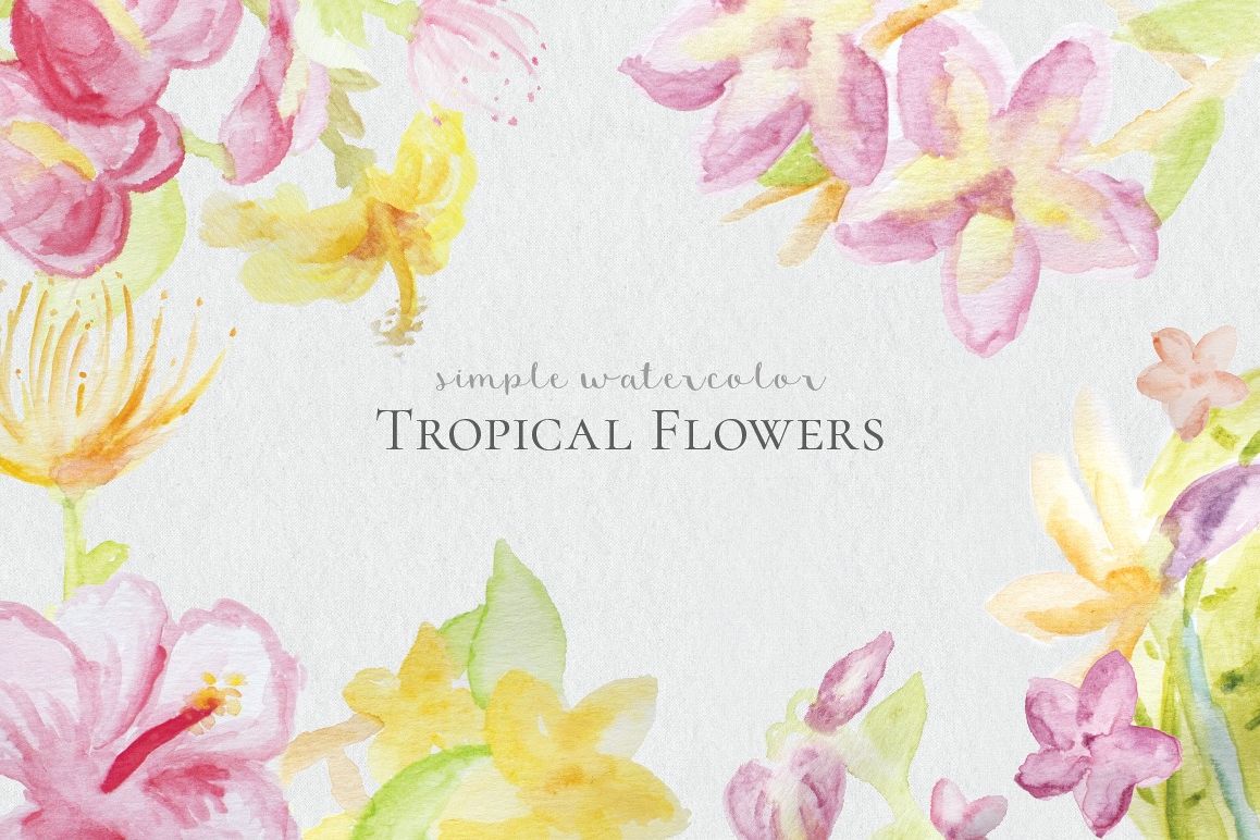 1158x772 Watercolor Tropical Flowers