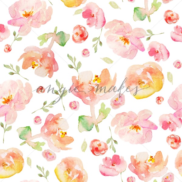 600x600 Cute Tropical Floral Pattern With Watercolor Flowers