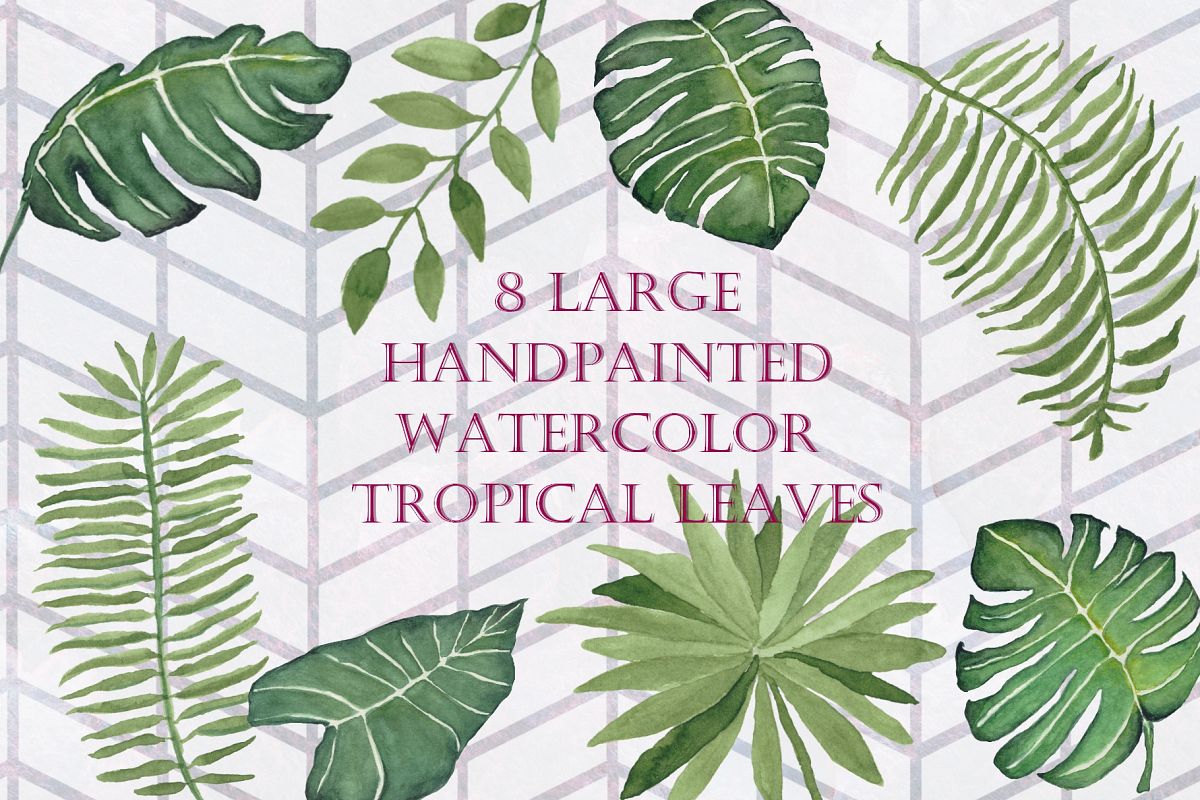 Watercolor Tropical Leaves