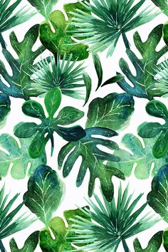 236x354 Tropical Leaves. White Pattern. Watercolor Patterns