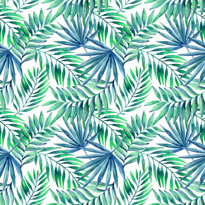 700x700 Watercolor Tropical Leaves Seamless Pattern Wall Mural Pixers