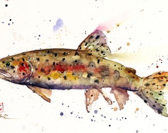 340x270 Watercolor Trout Art Etsy