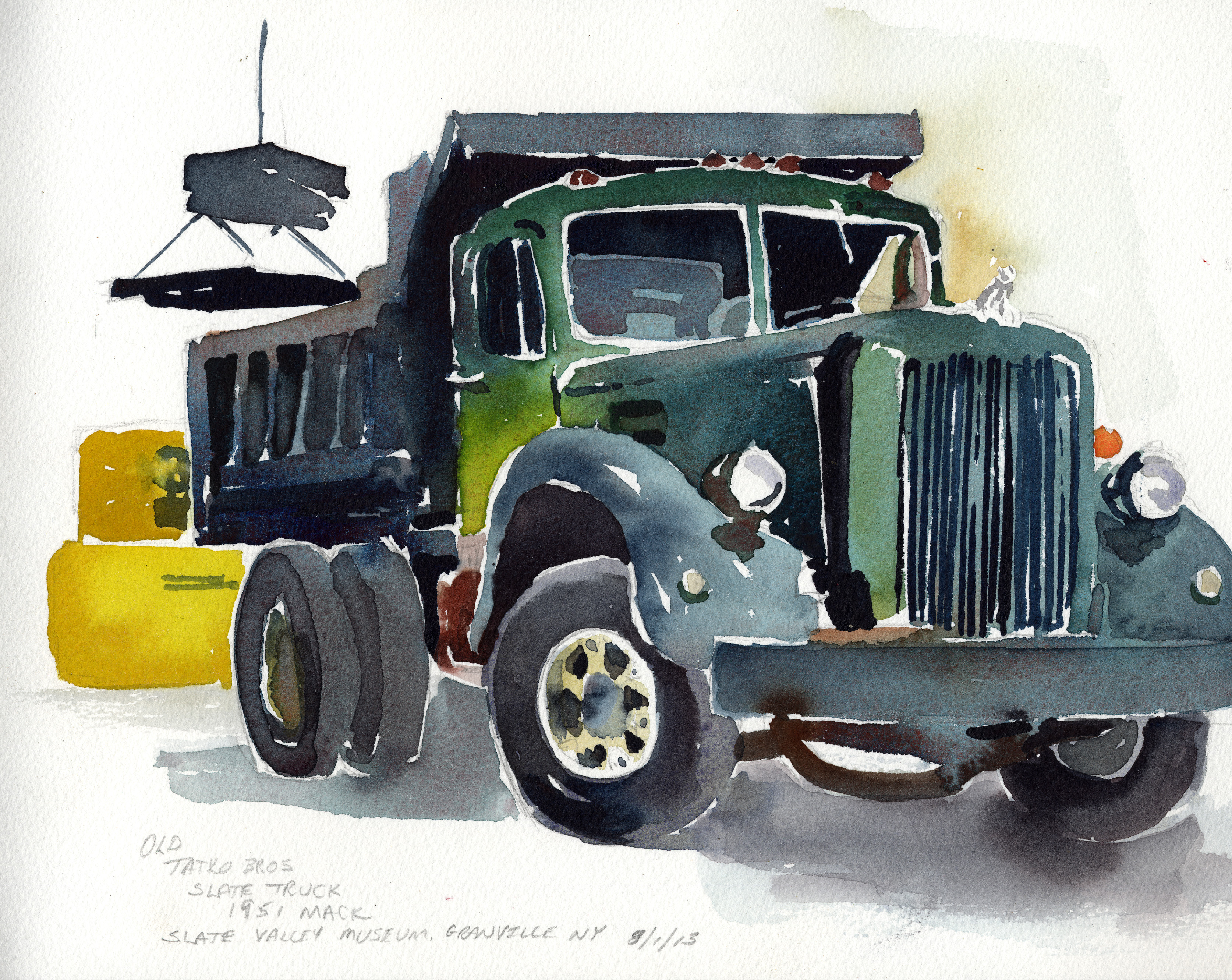 3348x2663 1951 Mack Slate Truck Vermont Watercolor Artist Tony Conner