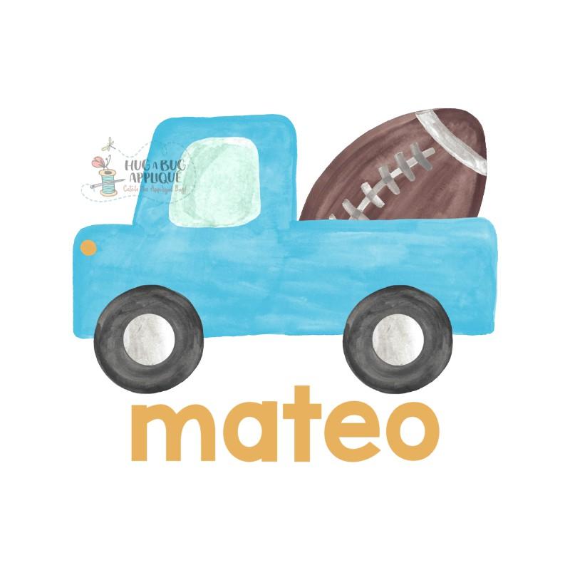 800x800 Football Truck Watercolor Clipart Hug A Bug Applique