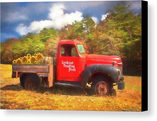 661x507 Old Red Truck On The Farm Watercolor Painting Canvas Print