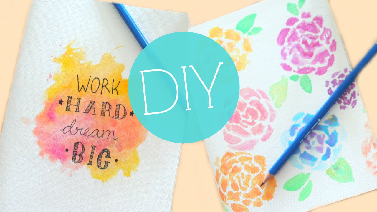 1280x720 Diy Tumblr Watercolor Notebookjournal Cover Easy Diy School
