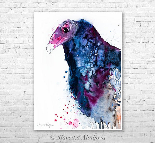 642x590 Turkey Vulture Watercolor Painting Print By Slaveika Aladjova Etsy