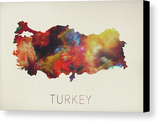 661x507 Turkey Watercolor Map Canvas Print Canvas Art By Design Turnpike