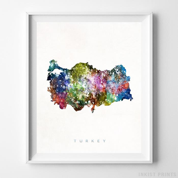 699x699 Turkey Watercolor Map Print
