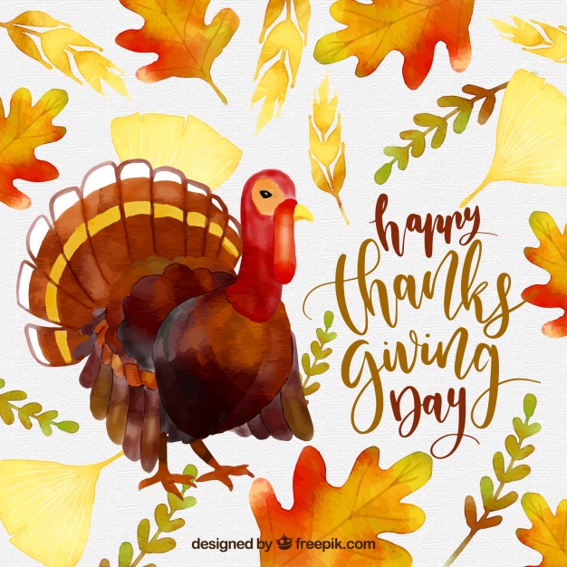 626x626 Turkey Background With Watercolor Leaves Vector Free Download