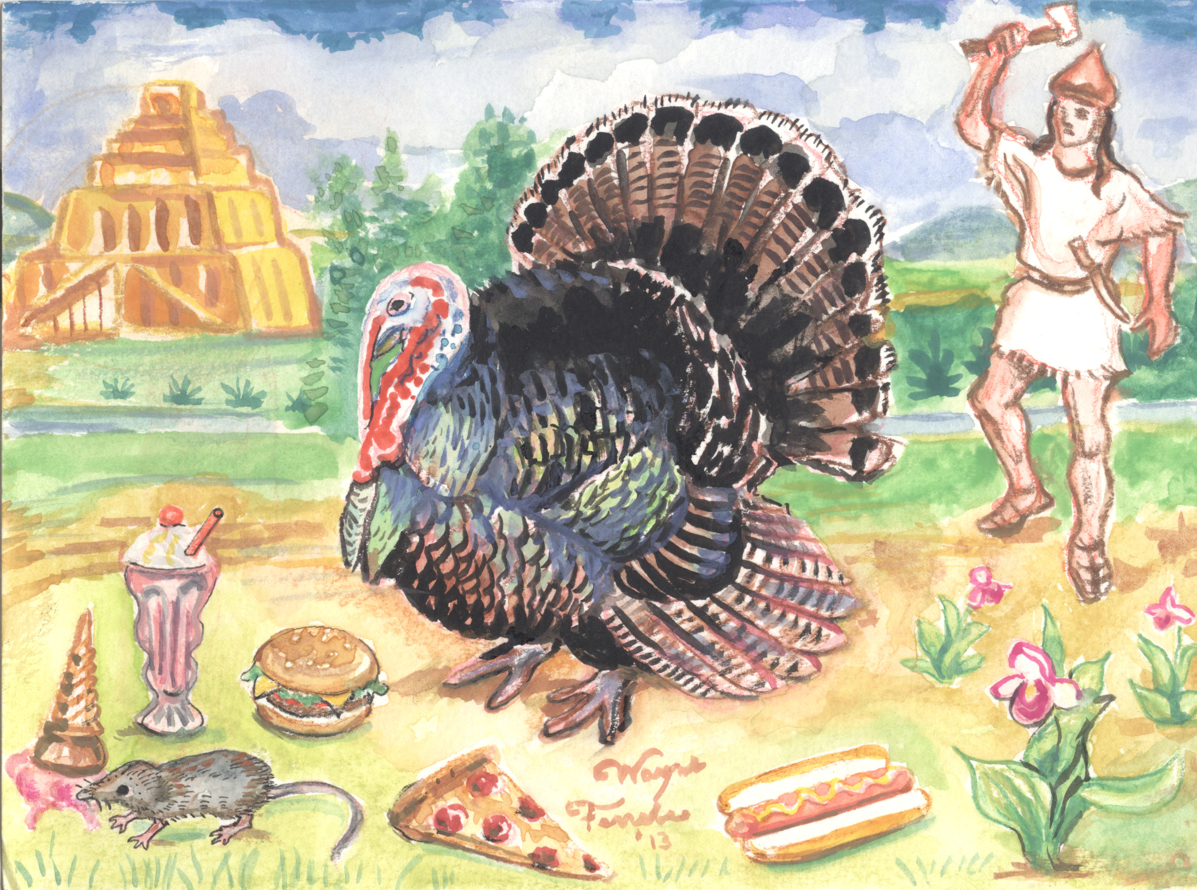 2361x1755 Watercolor Turkey Painting Ferrebeekeeper