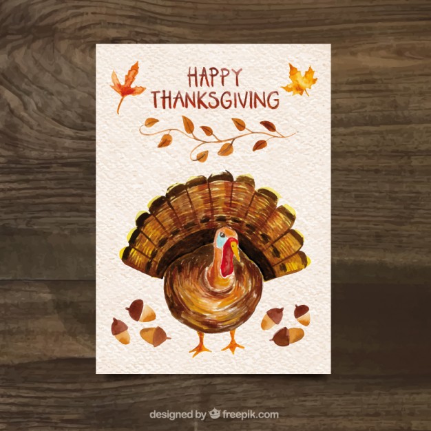 626x626 Watercolor Turkey Card Vector Free Download