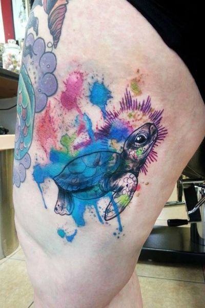 400x600 Watercolor Sea Turtle Tattoo Tattoo Ideas